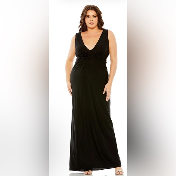 New Mac Duggal Women Plus Open Back Evening Dress – Size 18W - Black - Picture 1 of 8